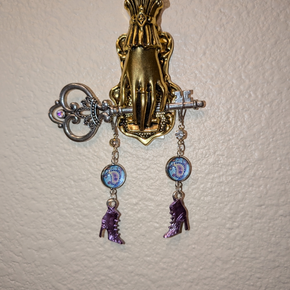 Purple Boot Dangle Earrings